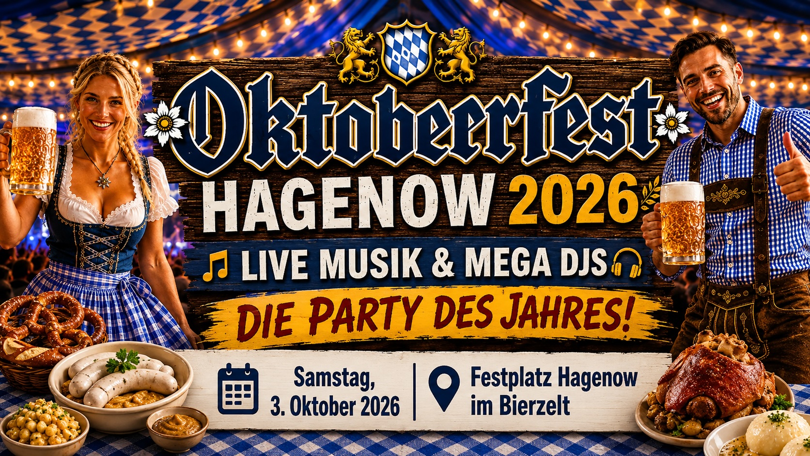Oktoberfest Hagenow 2026 im riesigen Festzelt auf dem Festplatz Hagenow